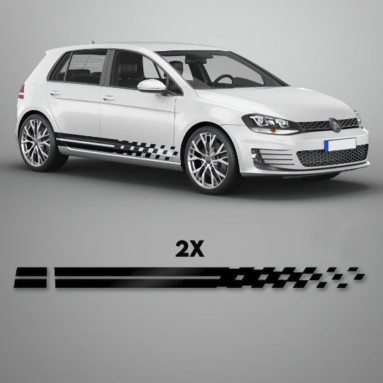 Set 2 Pcs Racing Squares Car Stripes sticker sport racing decals for Left and Right Side