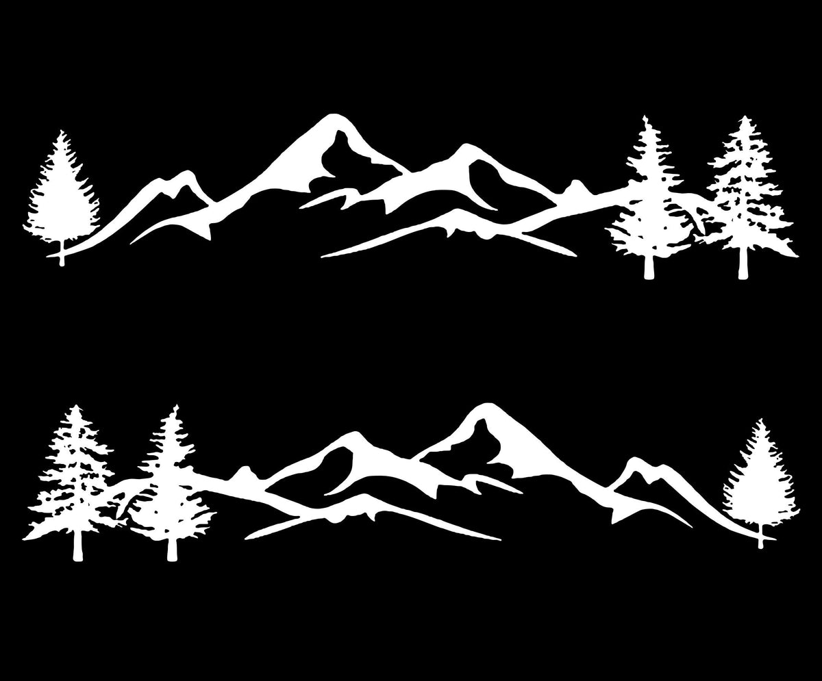 2 Pcs Set Mountain Decal Tree Forest Vinyl Graphic Kit