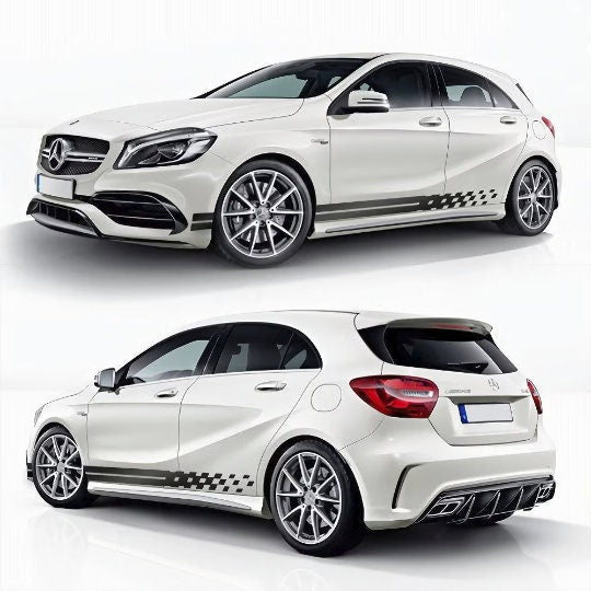 Set 2 Pcs Racing Squares Car Stripes sticker sport racing decals for Left and Right Side