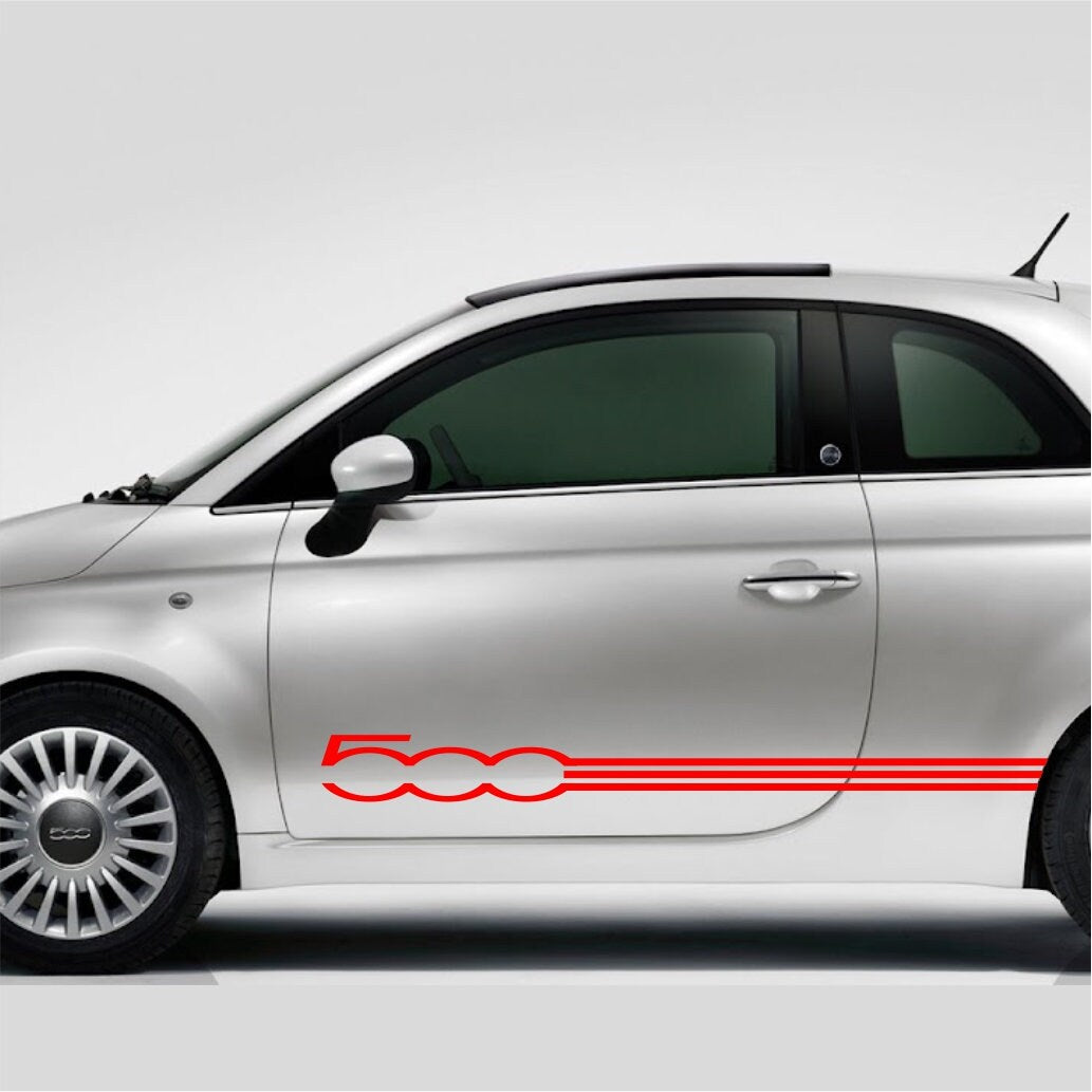 Conjunto 2 Listras Fiat 500 Decoração dos dois lados | Decalques adesivos para carros gráficos com listras elegantes
