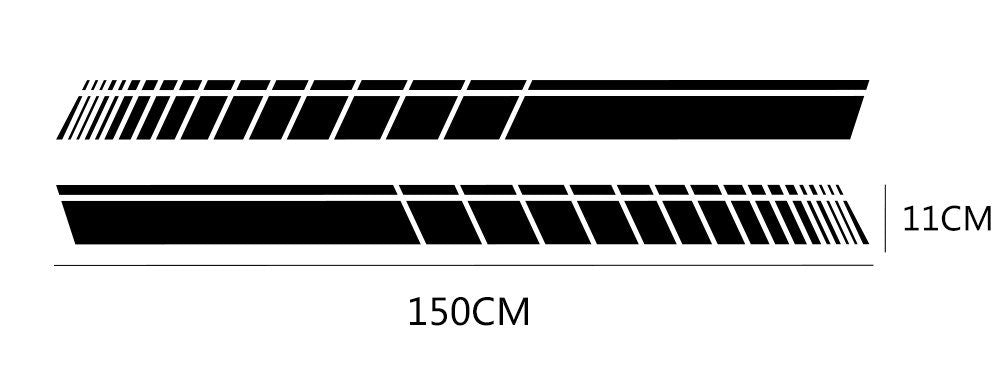 Conjunto de 2 peças de adesivo de saia lateral de faixa longa adesivo de filme de vinil automático Tuning Car Universal Shelter ambos os lados