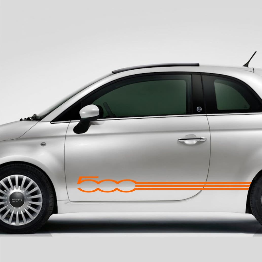 Conjunto 2 Listras Fiat 500 Decoração dos dois lados | Decalques adesivos para carros gráficos com listras elegantes