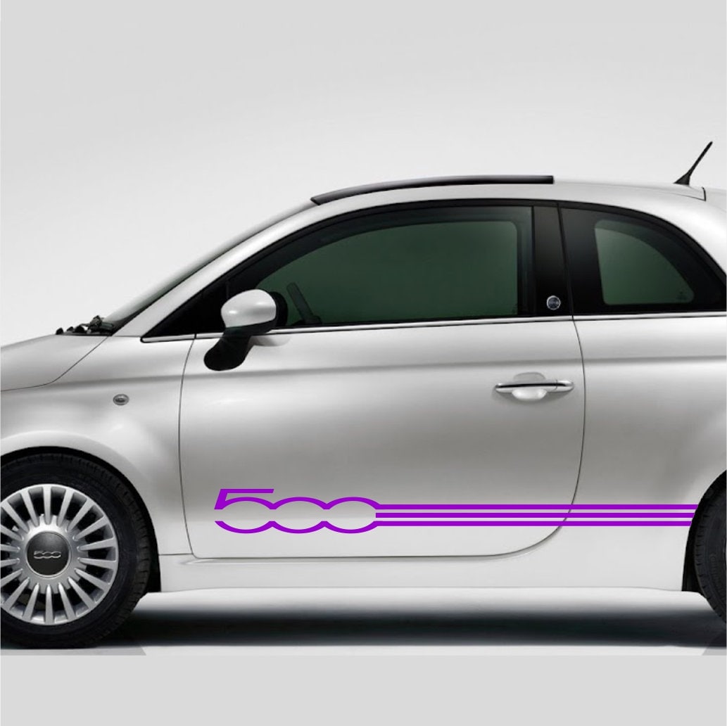 Conjunto 2 Listras Fiat 500 Decoração dos dois lados | Decalques adesivos para carros gráficos com listras elegantes