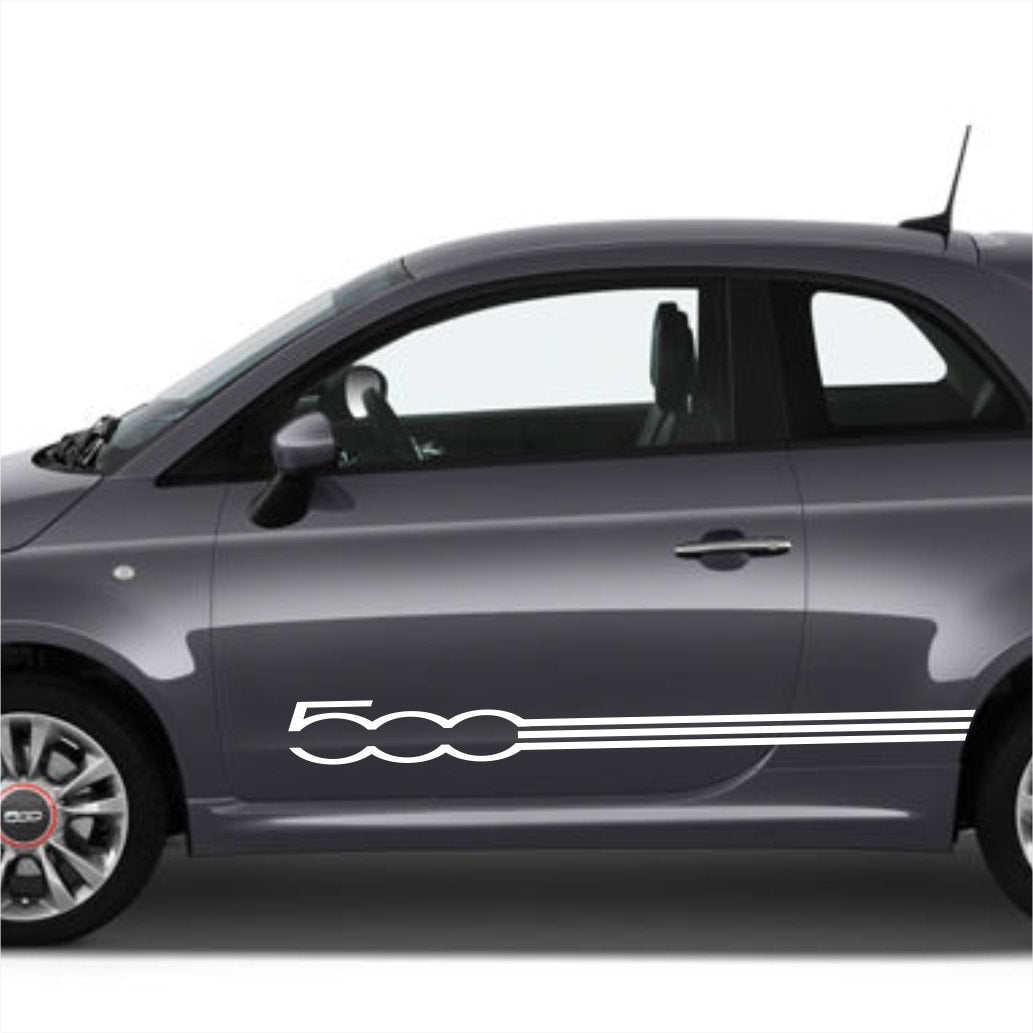 Conjunto 2 Listras Fiat 500 Decoração dos dois lados | Decalques adesivos para carros gráficos com listras elegantes