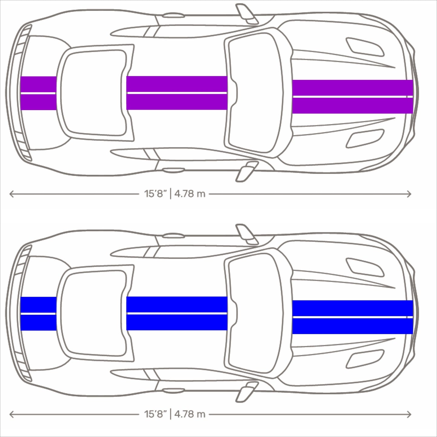 Set 2 Pcs Car Stickers Auto Hood Bonent Roof Tail Decor Decal Graphics Stripes Kit Vinyl Tuning Cover for Mustang