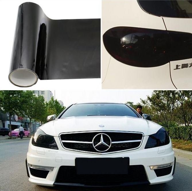 Filme preto escuro Fog Luzes traseiras de nevoeiro Faróis | Matt Smoke Tint Car Van Wrap para luzes traseiras faróis auto adesivos laterais