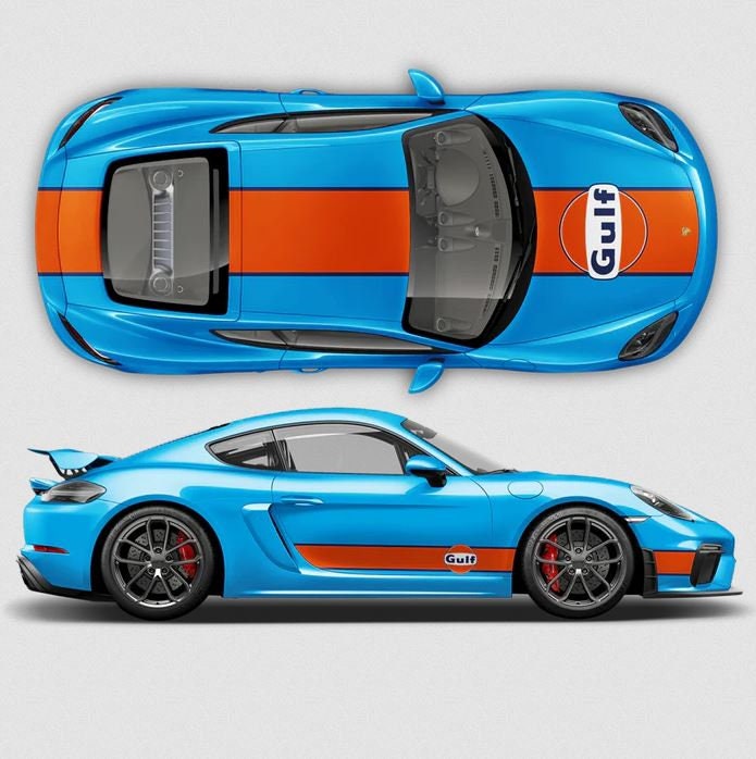 Conjunto de listras de corrida GULF Le Mans - decalques de adesivos gráficos autoadesivos de vinil para carros