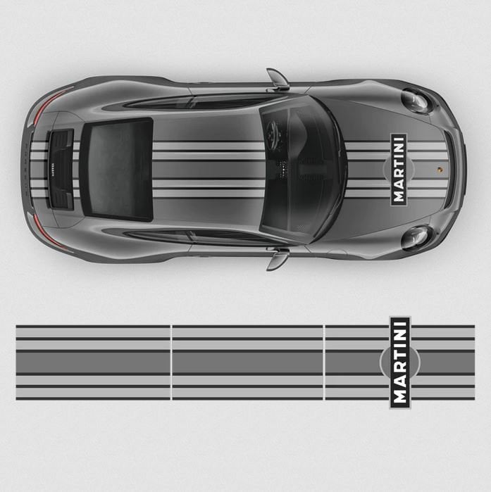 Martini Racing Stripes para Carrera | decalques de versão monocromática - decalques autoadesivos em vinil autoadesivo para carros