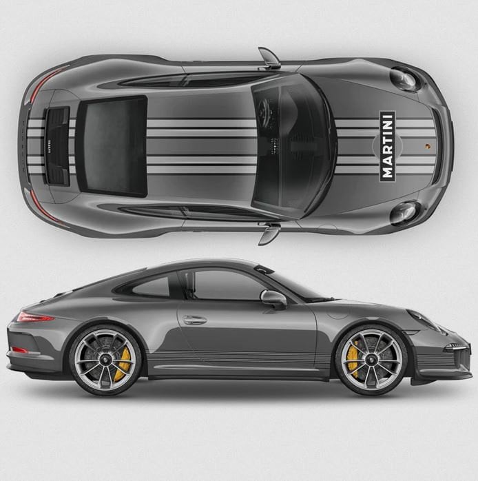 Martini Racing Stripes para Carrera | decalques de versão monocromática - decalques autoadesivos em vinil autoadesivo para carros