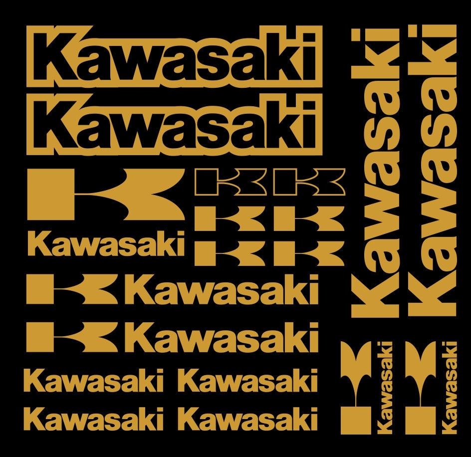 Set 15 Pcs Kawasaki Emblem Racing Decal Stickers