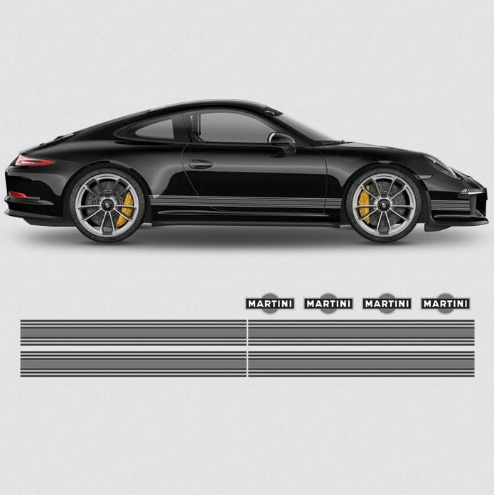 Martini Racing Stripes para Carrera | decalques de versão monocromática - decalques autoadesivos em vinil autoadesivo para carros