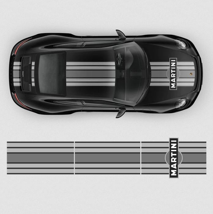 Martini Racing Stripes para Carrera | decalques de versão monocromática - decalques autoadesivos em vinil autoadesivo para carros