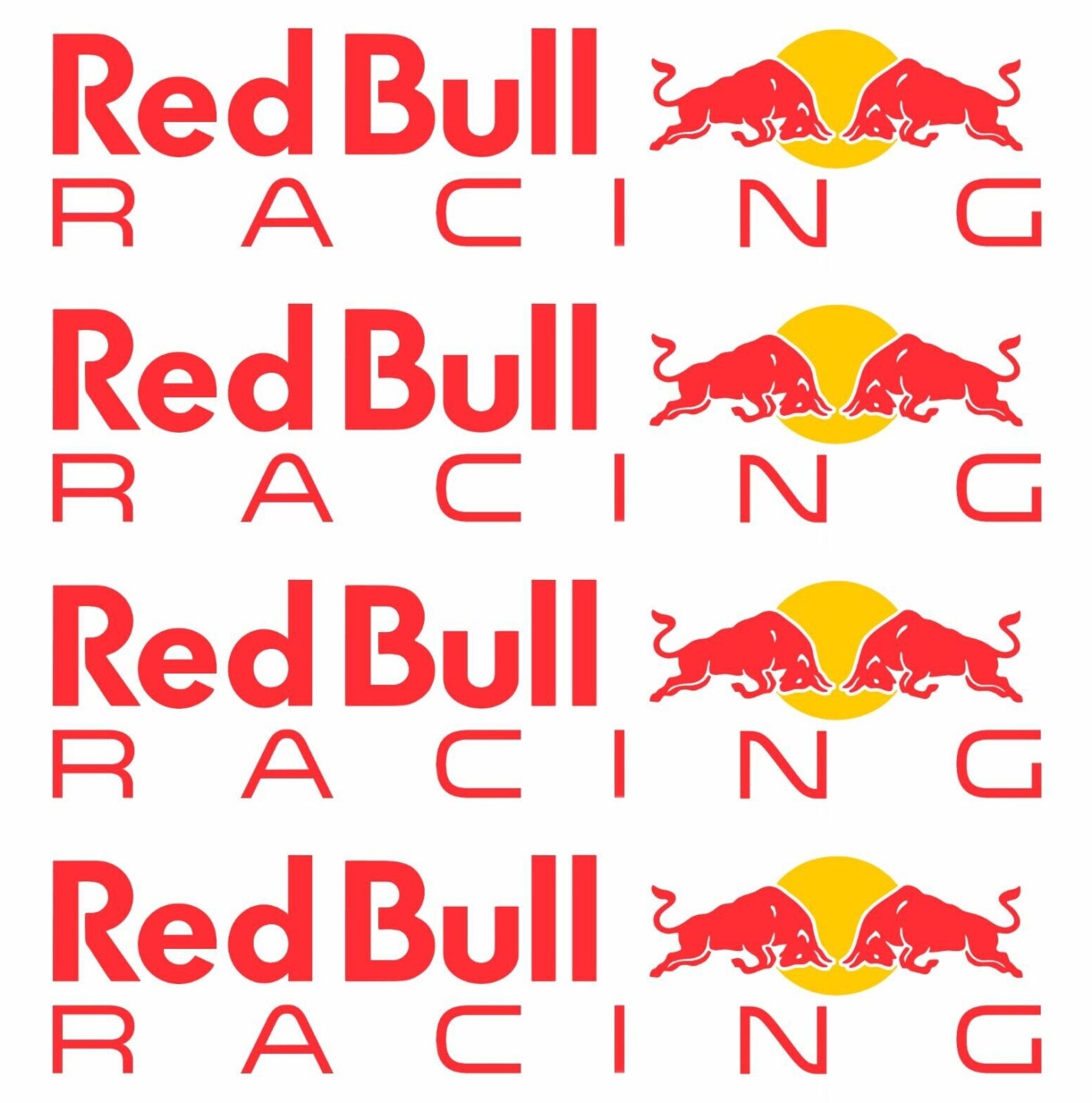 Set 4 Pcs Red Bull Racing Emblem Decal Sticker | Kit Redbull Premium Logo Decals