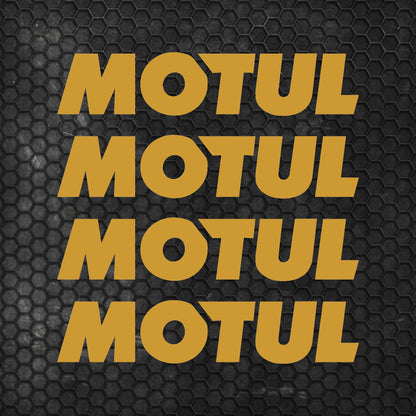 Set 4 HQ Motul Oil Sponsor Vinyl Racing Motorsport Emblem Sticker Decals | Motul Motorcycle Car Vehicle Emblem Decor Kit Racing wrap Adhesives Motul Cut vinyl Logo