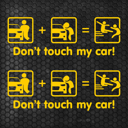 Set 2 Pcs Dont Touch My Car! Funny Vinyl Sticker Decals Both Sides Rear or Front Stickers decor Car Cover Sticker DIY Auto | Funny Graphics