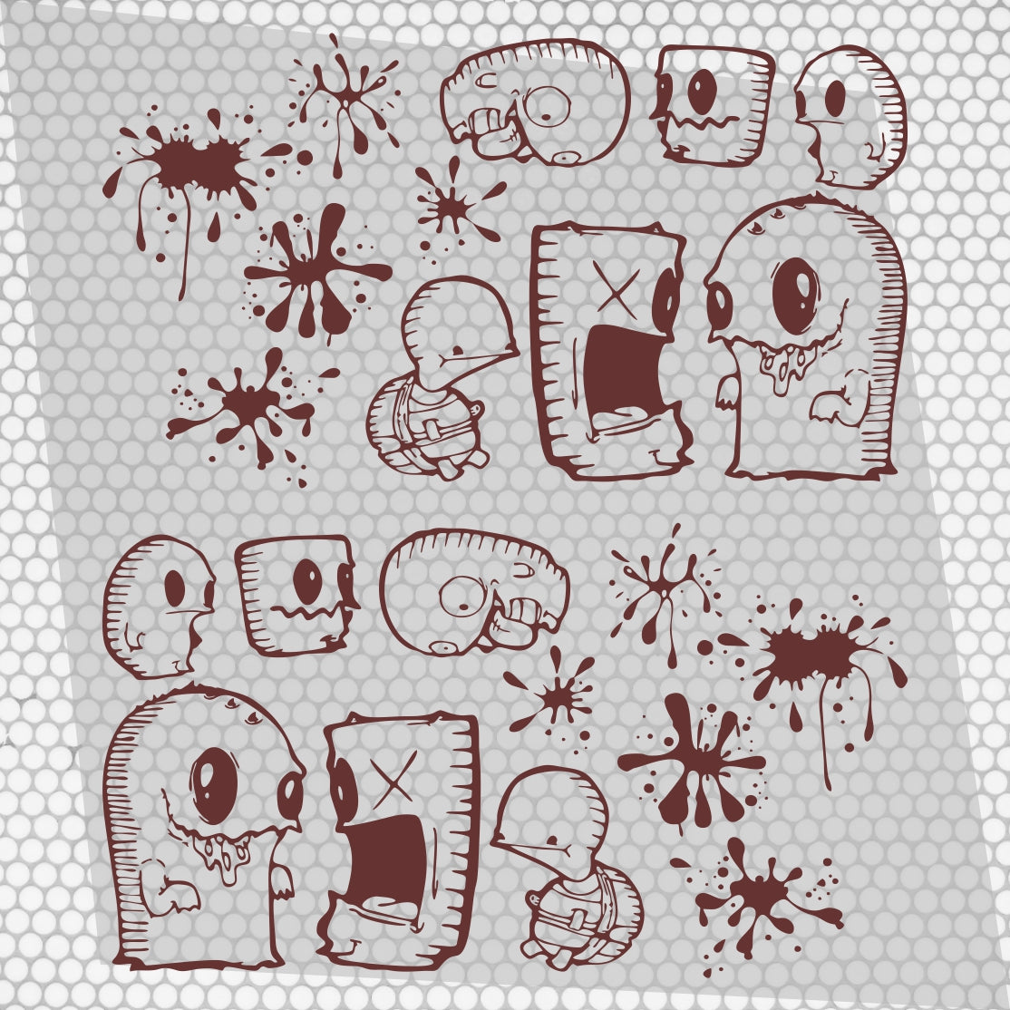 Set 2 Pcs Car Stickers Motive Monsters Blood JDM Decals | Sticker Graphics Both Sides Scary Pattern Wrap Vinyl Decals | Funny Graphics vinyl