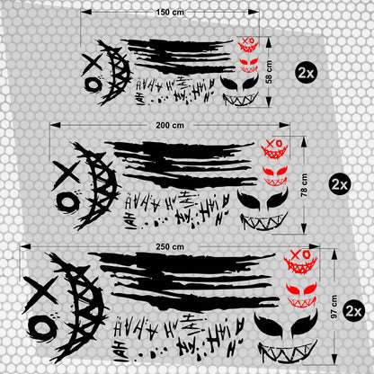 Set 2 Pcs JDM Decals Joker Car Sticker Graphics Both Sides Sports Style Scary Ahahah Pattern Accessories Wrap Vinyl Decals | Funny Graphics