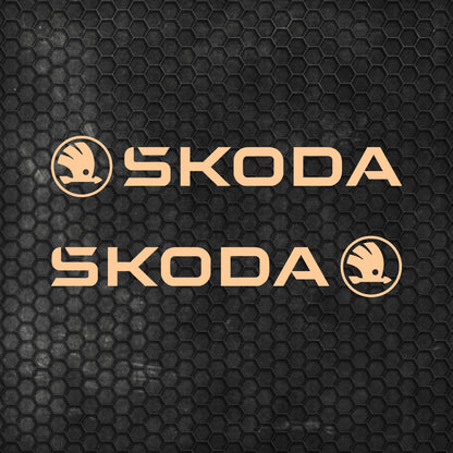 Set 2 Pcs Skoda Logo Decal Sticker Sport Racing Stripes Emblem Graphic | Skoda Cut Emblem logo Vehicle Sticker, Vinyl Car Decal Both Sides
