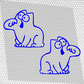 Set 2 Pcs Hungry Cat Simon Sticker car Vinyl Decals