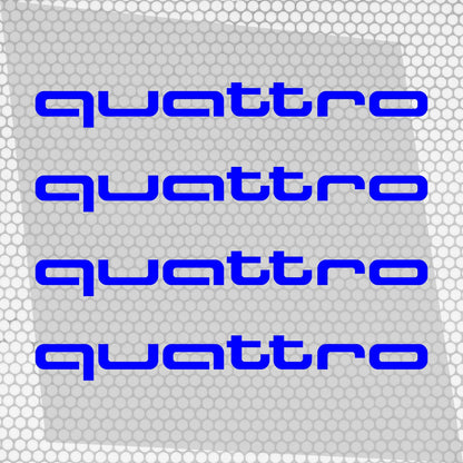 Set 4 Pcs Audi Quattro Emblem Decal Both Sides, Front and Rear Stickers | Premium kit 2 Logos Quattro Graphics Emblems for Car, SUV, Wall, etc.