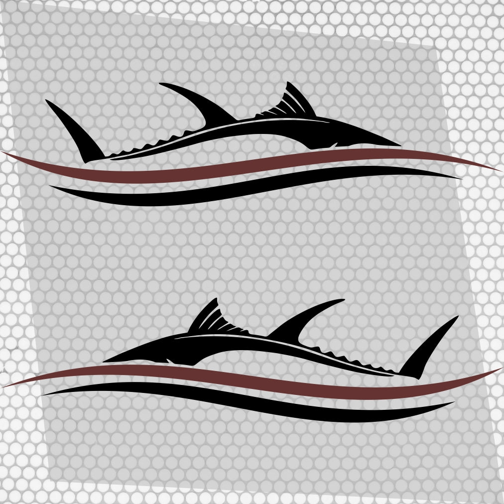 Set 2 Pcs Side Boat Stripe Fish in Wave Sticker Boat Body Decal Cruise | Ocean Mural Vinyl Covers Adhesives Styling fishing Boats Decoration