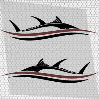 Set 2 Pcs Side Boat Stripe Fish in Wave Sticker Boat
