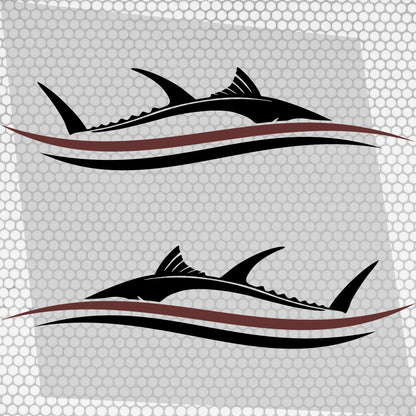 Set 2 Pcs Side Boat Stripe Fish in Wave Sticker Boat Body Decal Cruise | Ocean Mural Vinyl Covers Adhesives Styling fishing Boats Decoration