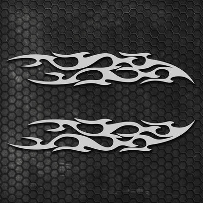 Set 2 Pcs Racing Flames Fire Decal Hood Decals Vinyl Style Car Van Motorbike sticker. Both Sides Dual Stripes Graphics Sport Decal wrap