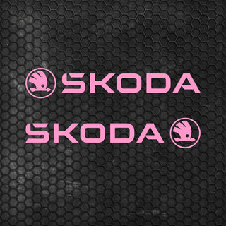 Set 2 Pcs Skoda Logo Decal Sticker Sport Racing Stripes Emblem Graphic