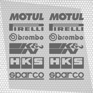 Set Both Sides Cut Emblem Graphics Sponsor Stickers Racing Brand Decal