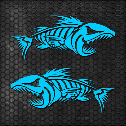 Set 2 Pcs Boat Furious Scary Fish Stickers Boat Body Decal Cruise