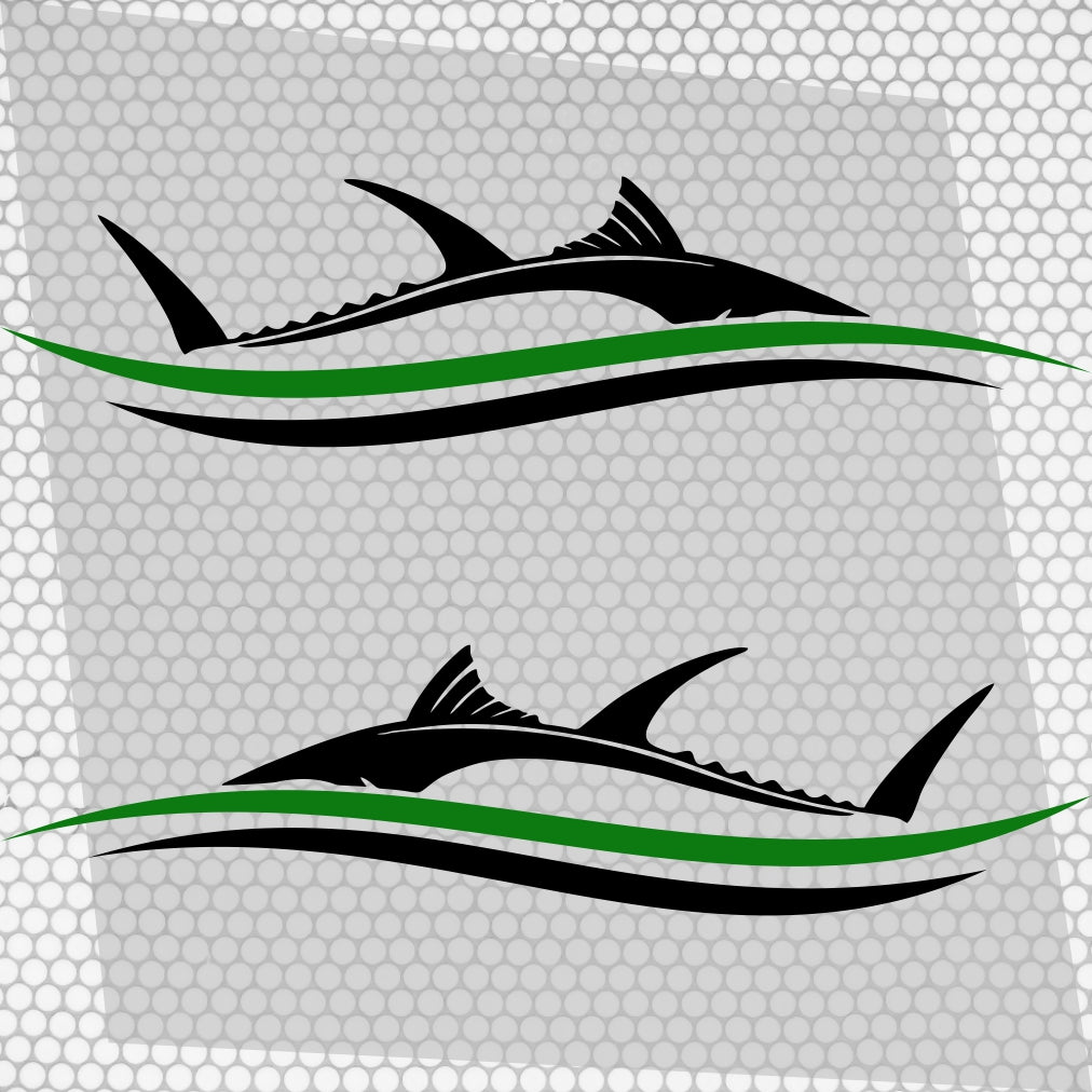 Set 2 Pcs Side Boat Stripe Fish in Wave Sticker Boat Body Decal Cruise | Ocean Mural Vinyl Covers Adhesives Styling fishing Boats Decoration
