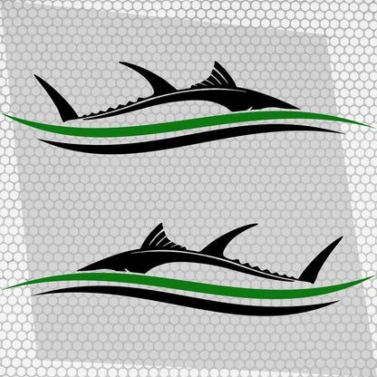 Set 2 Pcs Side Boat Stripe Fish in Wave Sticker Boat Body Decal Cruise | Ocean Mural Vinyl Covers Adhesives Styling fishing Boats Decoration