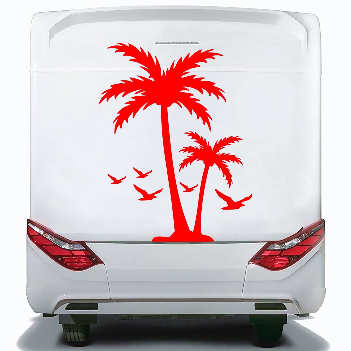 Set Caravan Palm Trees and Seagulls Birds Graphics Decals | Summer theme Camper Van Caravan Car Vehicle Decor Kit | Motorhome Adhesive Vinyl