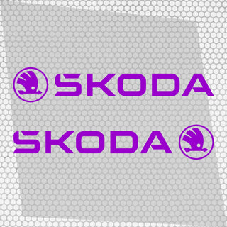 Set 2 Pcs Skoda Logo Decal Sticker Sport Racing Stripes Emblem Graphic