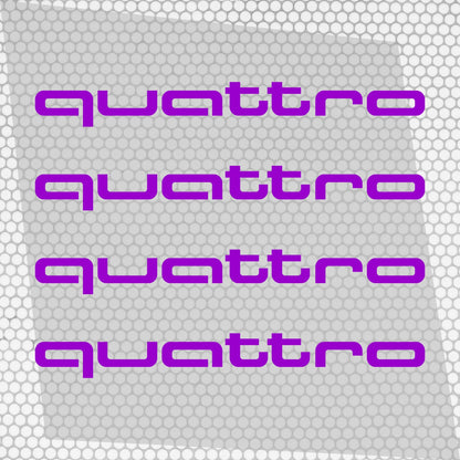 Set 4 Pcs Audi Quattro Emblem Decal Both Sides, Front and Rear Stickers | Premium kit 2 Logos Quattro Graphics Emblems for Car, SUV, Wall, etc.