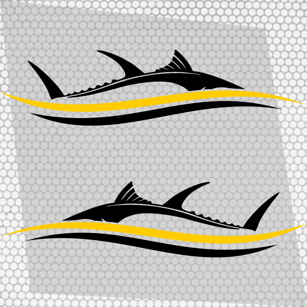 Set 2 Pcs Side Boat Stripe Fish in Wave Sticker Boat Body Decal Cruise | Ocean Mural Vinyl Covers Adhesives Styling fishing Boats Decoration