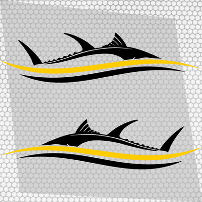Set 2 Pcs Side Boat Stripe Fish in Wave Sticker Boat Body Decal Cruise | Ocean Mural Vinyl Covers Adhesives Styling fishing Boats Decoration