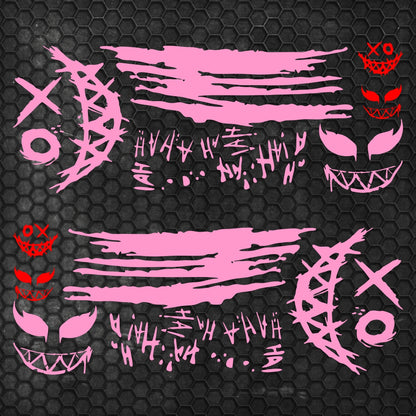 Set 2 Pcs JDM Decals Joker Car Sticker Graphics Both Sides Sports Style Scary Ahahah Pattern Accessories Wrap Vinyl Decals | Funny Graphics