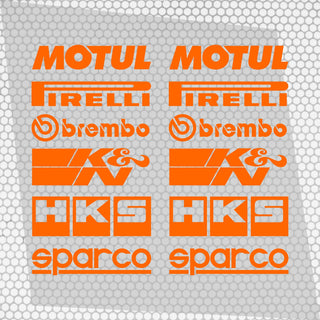 Set Both Sides Cut Emblem Graphics Sponsor Stickers Racing Brand Decal