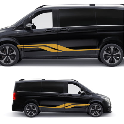 Set 2 Pcs Vehicle Stripes Auto Graphics RV Trailer Car Truck Boat Accent Stripe Both Sides Decals | Camper Van Stripes Sides Decor adhesives