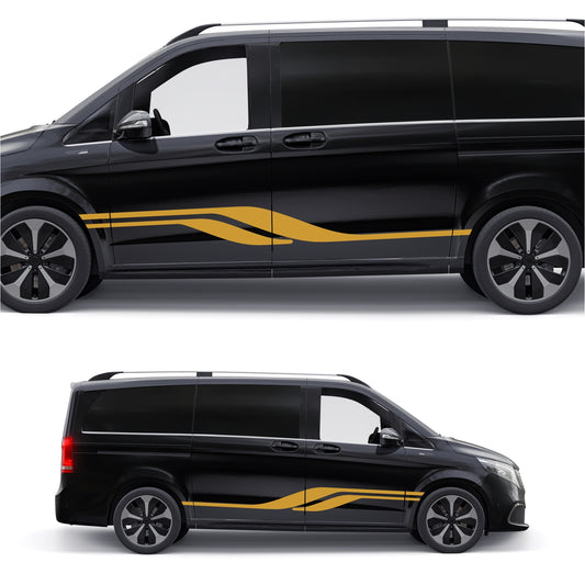 Set 2 Pcs Vehicle Stripes Auto Graphics RV Trailer Car Truck Boat Accent Stripe Both Sides Decals | Camper Van Stripes Sides Decor adhesives