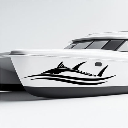 Set 2 Pcs Side Boat Stripe Fish in Wave Sticker Boat Body Decal Cruise | Ocean Mural Vinyl Covers Adhesives Styling fishing Boats Decoration