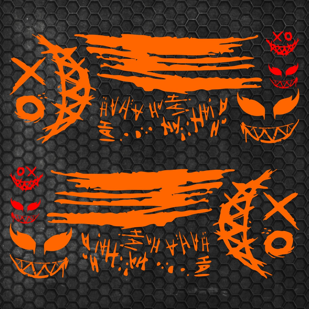 Set 2 Pcs JDM Decals Joker Car Sticker Graphics Both Sides Sports Style Scary Ahahah Pattern Accessories Wrap Vinyl Decals | Funny Graphics