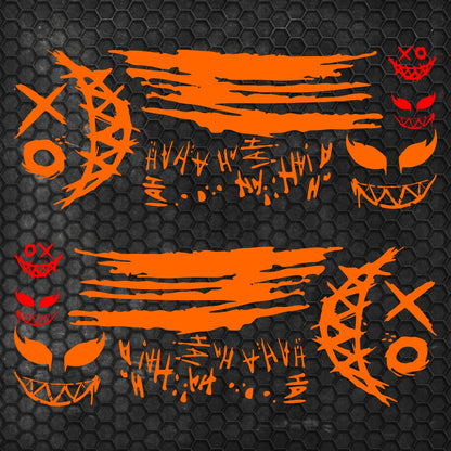 Set 2 Pcs JDM Decals Joker Car Sticker Graphics Both Sides Sports Style Scary Ahahah Pattern Accessories Wrap Vinyl Decals | Funny Graphics