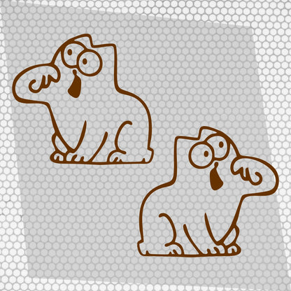 Set 2 Pcs Hungry Cat Simon Sticker car tailgate bowl Vinyl Decals | Funny cat Stickers decor Cover Sticker adhesive Auto | Animal Graphics