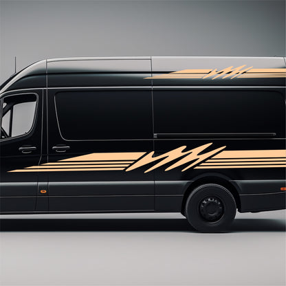 Set 4 Pcs Van Stripes Graphics for Caravan Graphics RV Horsebox Trailer Camper Van Body Decor Vinyl Decals | Motorhome Stripes Adhesive Set