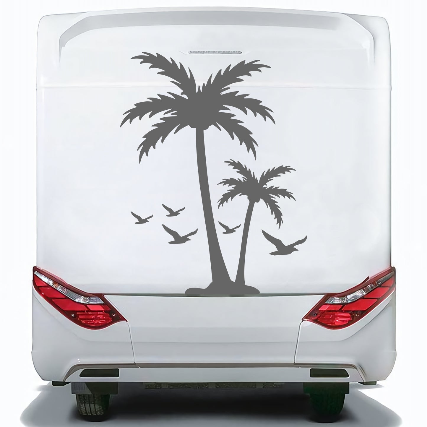 Set Caravan Palm Trees and Seagulls Birds Graphics Decals | Summer theme Camper Van Caravan Car Vehicle Decor Kit | Motorhome Adhesive Vinyl