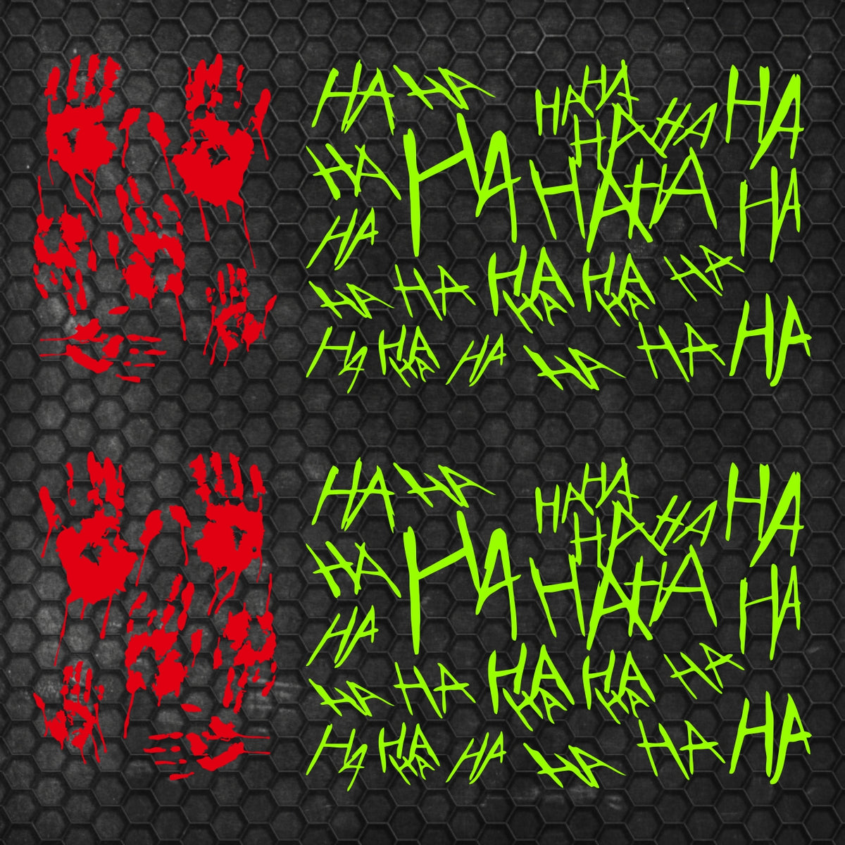 Set 2 Pcs JDM Scary Ahahah with Bloody Hands Sticker Motorbike