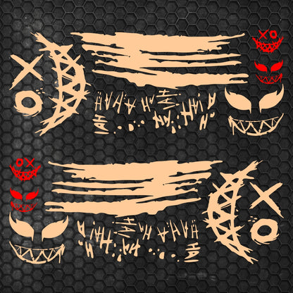 Set 2 Pcs JDM Decals Joker Car Sticker Graphics Both Sides Sports Style Scary Ahahah Pattern Accessories Wrap Vinyl Decals | Funny Graphics